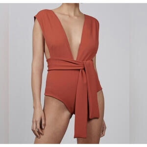 HAIGHT rusted crepe Maillot V-neck one piece swimsuit sz S